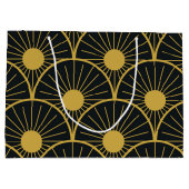 Elegant Art Deco Gold Sun Pattern on Black Groot Cadeauzakje (Achterkant)