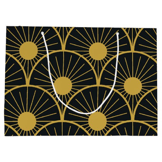 Elegant Art Deco Gold Sun Pattern on Black  Groot Cadeauzakje (Achterkant)