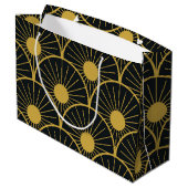 Elegant Art Deco Gold Sun Pattern on Black Groot Cadeauzakje (Achterkant Gekanteld)