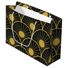 Elegant Art Deco Gold Sun Pattern on Black  Groot Cadeauzakje