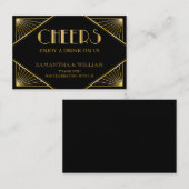  Elegant Art Deco Gold Wedding Drink Ticket (Voorkant / Achterkant)