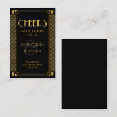  Elegant Art Deco Gold Wedding Drink Ticket (Voorkant / Achterkant)