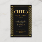  Elegant Art Deco Gold Wedding Drink Ticket (Voorkant)