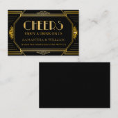  Elegant Art Deco Gold Wedding Drink Ticket (Voorkant / Achterkant)