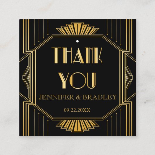 Elegant Art Deco Gold Wedding Gift Labels (Voorkant)
