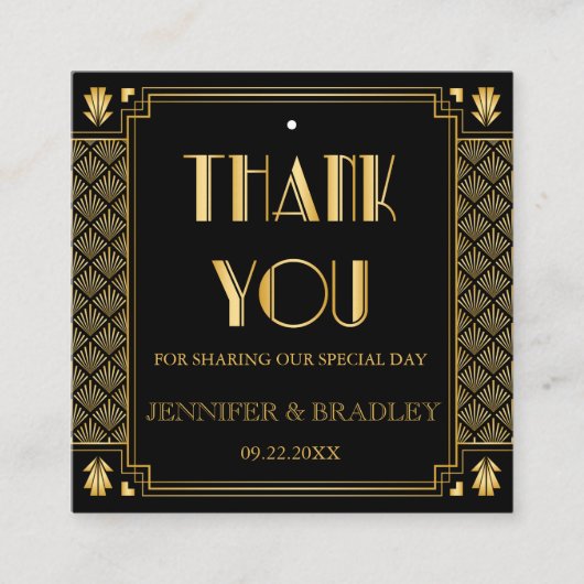  Elegant Art Deco Gold Wedding Gift Labels (Voorkant)