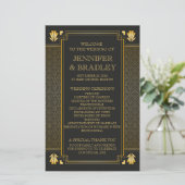 Elegant Art Deco Gold Wedding Program (Staand voorkant)
