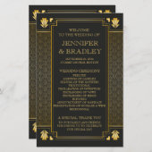 Elegant Art Deco Gold Wedding Program (Voorkant / Achterkant)