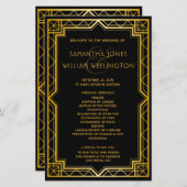  Elegant Art Deco Gold Wedding Program (Voorkant / Achterkant)