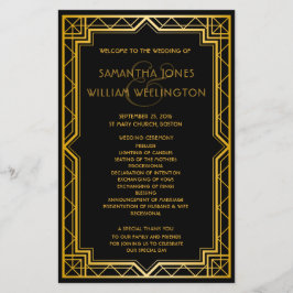 Elegant Art Deco Gold Wedding Program