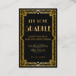 Elegant Art Deco Gold Wedding Send Bus Visitekaartje