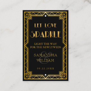 Elegant Art Deco Gold Wedding Send Bus Visitekaartje