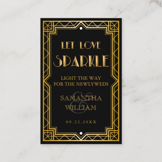  Elegant Art Deco Gold Wedding Send Bus Visitekaartje (Voorkant)