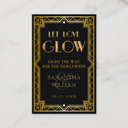  Elegant Art Deco Gold Wedding Send Bus Visitekaartje (Voorkant)