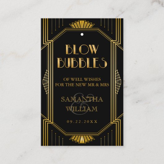 Elegant Art Deco Gold Wedding Send Label (Voorkant)