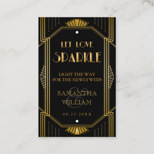 Elegant Art Deco Gold Wedding Send Label (Voorkant)