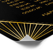  Elegant Art Deco Gold Wedding Tijdschema Poster (Hoek)