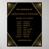  Elegant Art Deco Gold Wedding Tijdschema Poster (Voorkant)