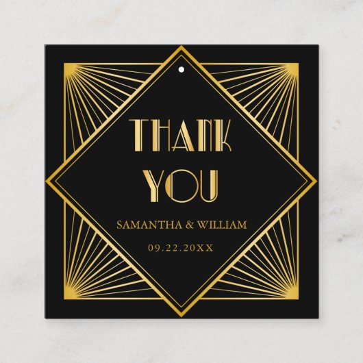  Elegant Art Deco Gold Wedding voor Label (Voorkant)