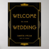  Elegant Art Deco Gold Wedding Welkom Poster (Voorkant)