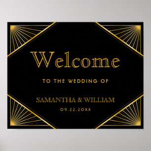  Elegant Art Deco Gold Wedding Welkom Poster