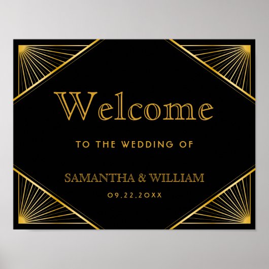 Elegant Art Deco Gold Wedding Welkom Poster (Voorkant)