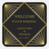  Elegant Art Deco Gold Wedding Welkomsttas Vierkante Sticker (Voorkant)
