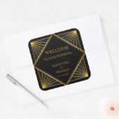  Elegant Art Deco Gold Wedding Welkomsttas Vierkante Sticker (Envelop)