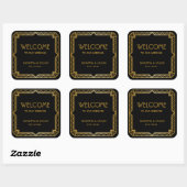  Elegant Art Deco Gold Wedding Welkomsttas Vierkante Sticker (Vel)