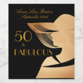 Elegant art deco goud Vijftig & Fabulous design Wijn Etiket (Enkel label)
