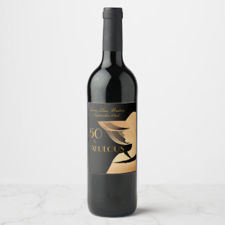 Elegant art deco goud Vijftig & Fabulous design Wijn Etiket
