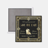 Elegant Art Deco Goud Zwart Save the Date Magneet (Voorkant / Achterkant)