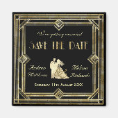 Elegant Art Deco Goud Zwart Save the Date Magneet (Voorkant)