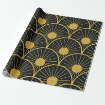 Elegant Art Deco gouden zon patroon op zwart