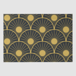 Elegant Art Deco gouden zon patroon op zwart Tissuepapier