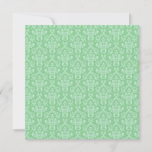 Elegant Art Deco Green Damask Formele ronde Wedden Save The Date (Achterkant)