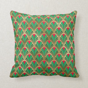 Elegant Art Deco Green Gold Red Luxury  Kussen