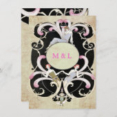 Elegant, Art Deco, huwelijksuitnodiging Lesbian Kaart (Voorkant / Achterkant)