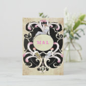 Elegant, Art Deco, huwelijksuitnodiging Lesbian Kaart (Staand voorkant)