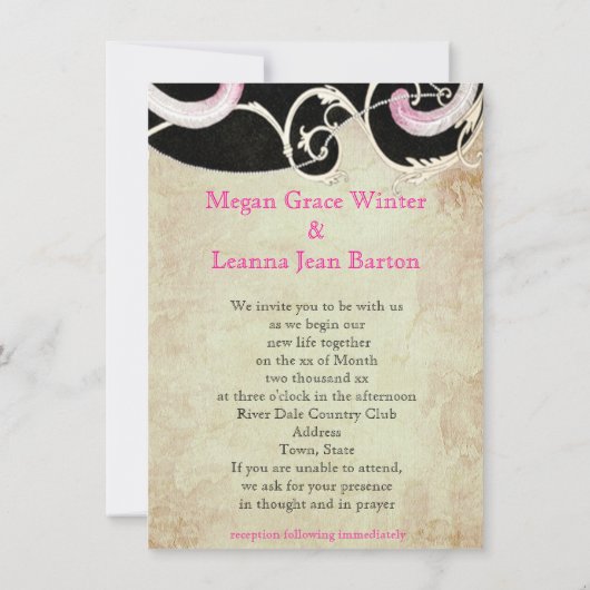 Elegant, Art Deco, huwelijksuitnodiging Lesbian Kaart (Achterkant)