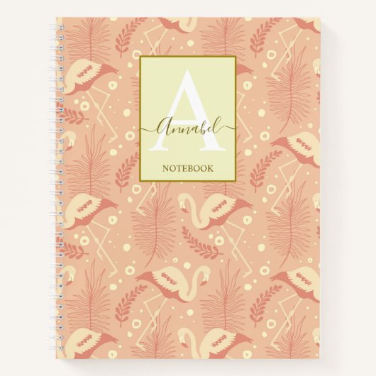 Elegant art deco inspireerde flamingo gevlekt notitieboek (Voorkant)