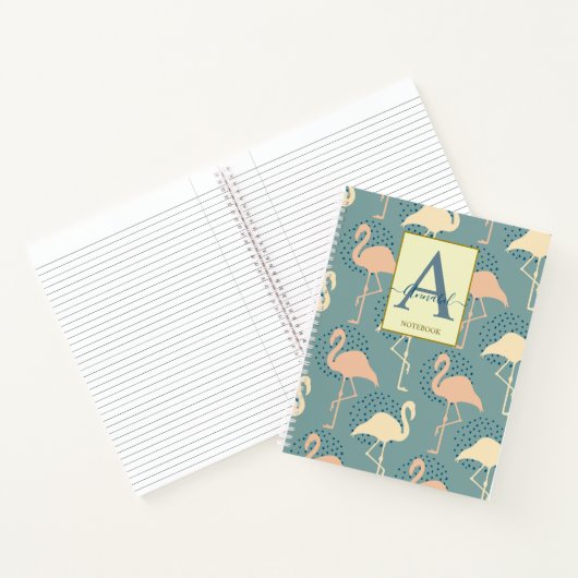 Elegant art deco inspireerde flamingo patternote notitieboek (Binnen)