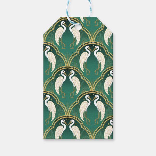 Elegant Art Deco Kraanpatroon Cadeaulabel (Voorkant)