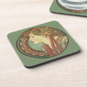 Elegant  Art Deco Lady Circle Mosaic Bier Onderzetter (Linkerzijde)