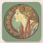 Elegant  Art Deco Lady Circle Mosaic Bier Onderzetter (Voorkant)