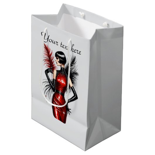 Elegant Art Deco Lady customizable Medium Cadeauzakje (Voorkant Gekanteld)