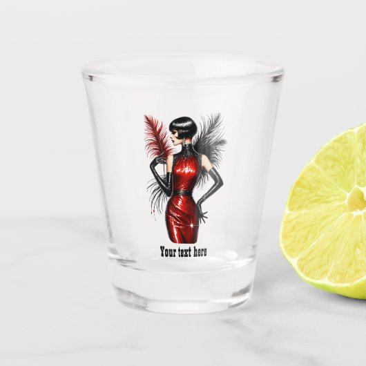 Elegant Art Deco lady customizable  Shot Glas (Voorkant)
