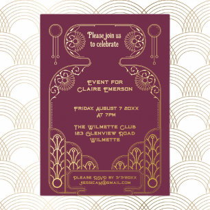 Elegant Art Deco  lijst Folie Uitnodiging