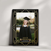 Elegant Art Deco Lijst Foto Afstuderen REAL Folie Uitnodiging