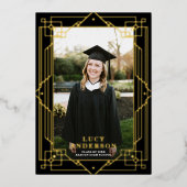 Elegant Art Deco Lijst Foto Afstuderen REAL Folie Uitnodiging (Voorkant)